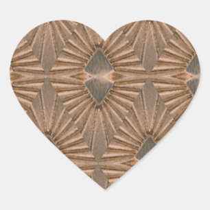 Art Deco Bronze Diamond Pattern Heart Sticker