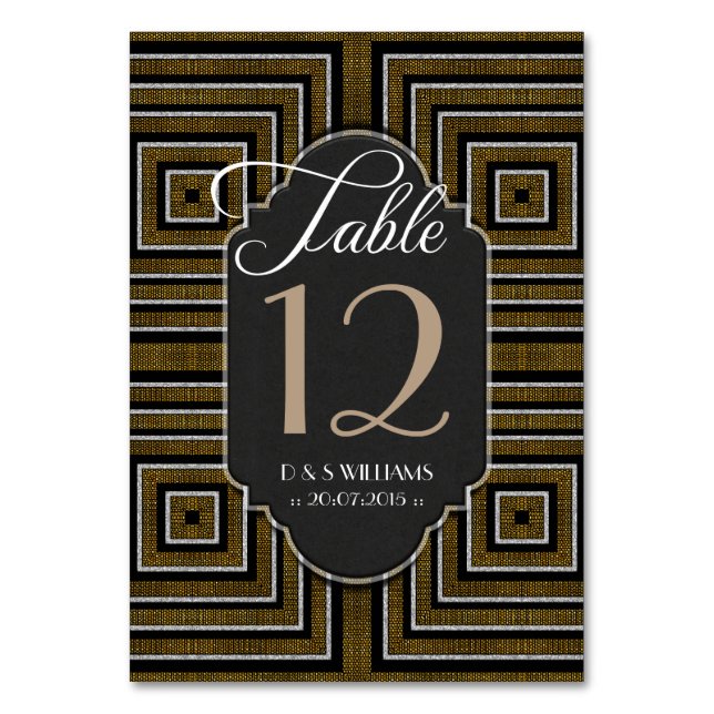 Art Déco Bronze Or Mariage Numéro de tableau Carte (Par défaut)