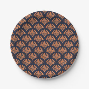 Art Deco Bronze Shell Pattern Paper Plates