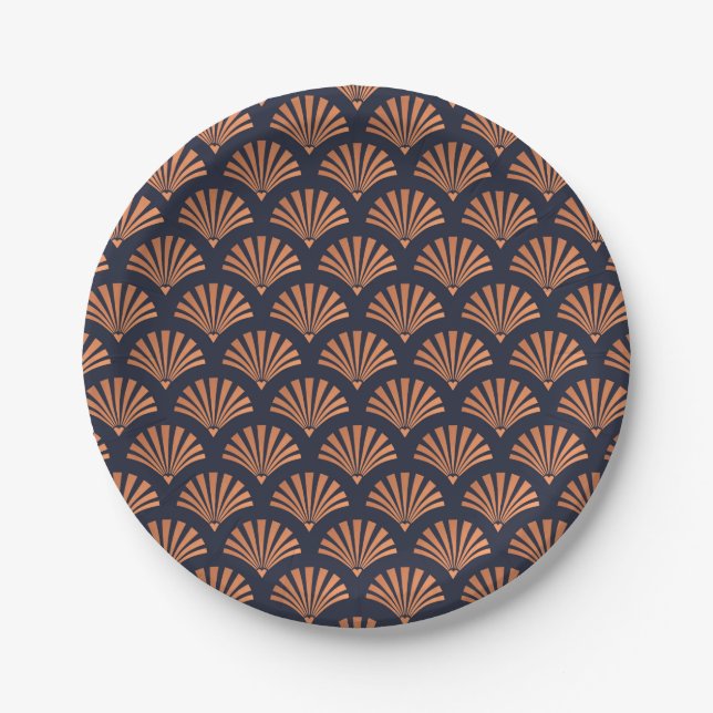 Art Deco Bronze Shell Pattern Paper Plates (Front)