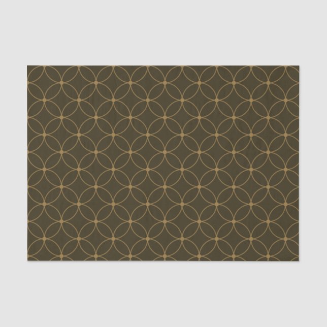 Art Deco Brown and Gold Circles and Diamonds  Tissue Paper (Front)