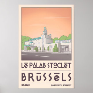 Art Deco Brussels Poster, Geometric Cityscape Poster
