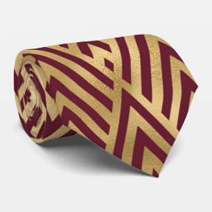 art deco Burgundy gold tiled pattern Tie