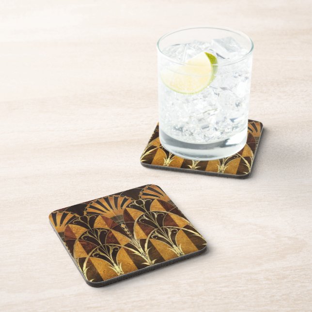 Art Deco Burl Wood Coaster (Right Side)