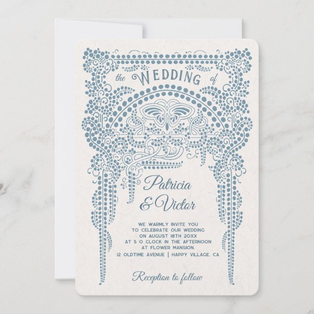Art Deco Butterfly in Frame Wedding  Invitation (Devant)