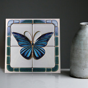 Art Deco Butterfly Wall Decor Art Nouveau Ceramic  Tile