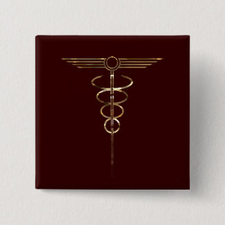 Art Deco Caduceus 2 Inch Square Button