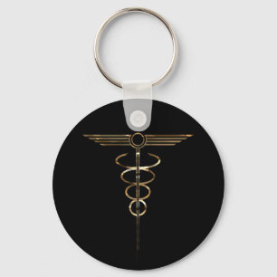 Art Deco Caduceus Keychain
