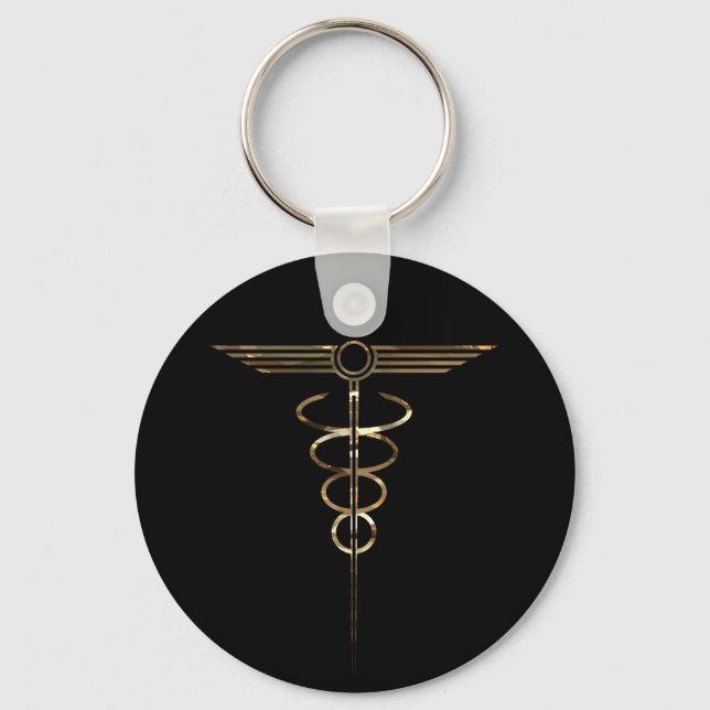 Art Deco Caduceus Keychain (Front)