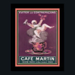Art Deco Cafe Martin Coffee Ad Poster<br><div class="desc">Vintage,  1930's Art Deco,  Cafe Martin,  coffee advertisement by Leonetto Cappiello. 11x14 shown here. Available in 16x20,  custom sizes,  and on canvas.</div>