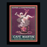Art Deco Cafe Martin Coffee Ad Poster<br><div class="desc">Vintage,  1930's Art Deco,  Cafe Martin,  coffee advertisement by Leonetto Cappiello. 11x14 shown here. Available in 16x20,  custom sizes,  and on canvas.</div>