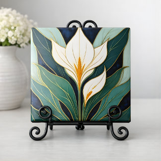 Art Deco Calla Lily Flower Tile