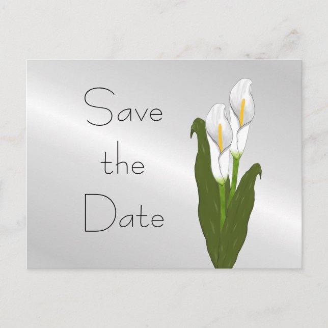 Art Deco Calla Lily Save the Date Postcard (Front)