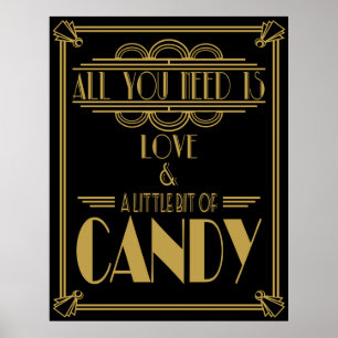 Art Déco "Candy Bar" Gatsby style Noir & Or
