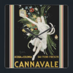 Art Deco Cannavale Cologne Square Wall Clock<br><div class="desc">Leonetto Cappiello Art Deco Design Advertisement for Cannavale</div>