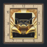 Art Deco car Square Wall Clock<br><div class="desc">Great clock design. You will love it like others. Be free to use this design for other product you like or to customize and add your text. Follow me for more. Thank you. Have a nice day.</div>