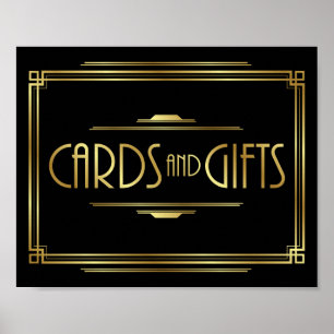 Art Deco CARDS and GIFTS Sign Print