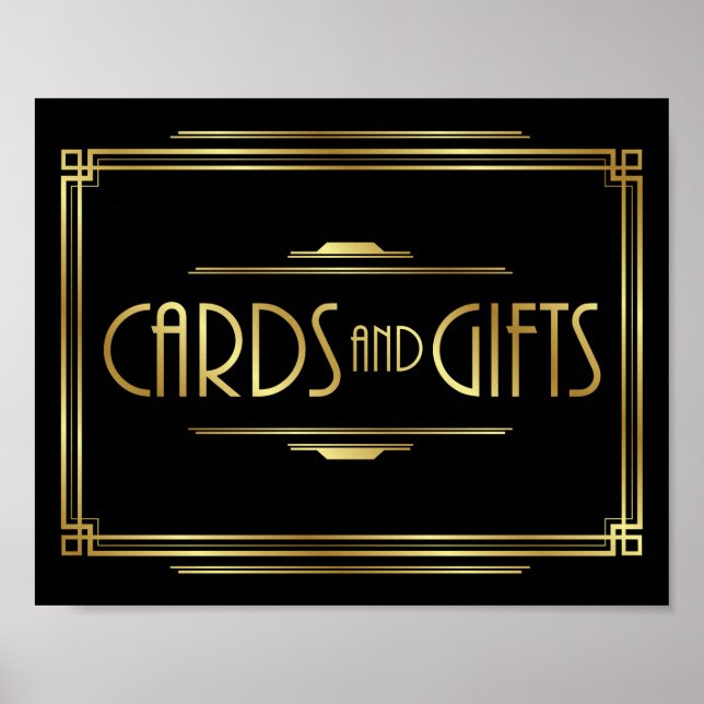 Art Deco CARDS and GIFTS Sign Print (Front)