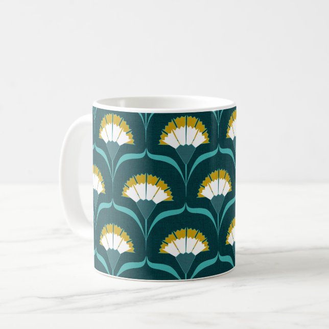 Art deco carnations coffee mug (Front Left)