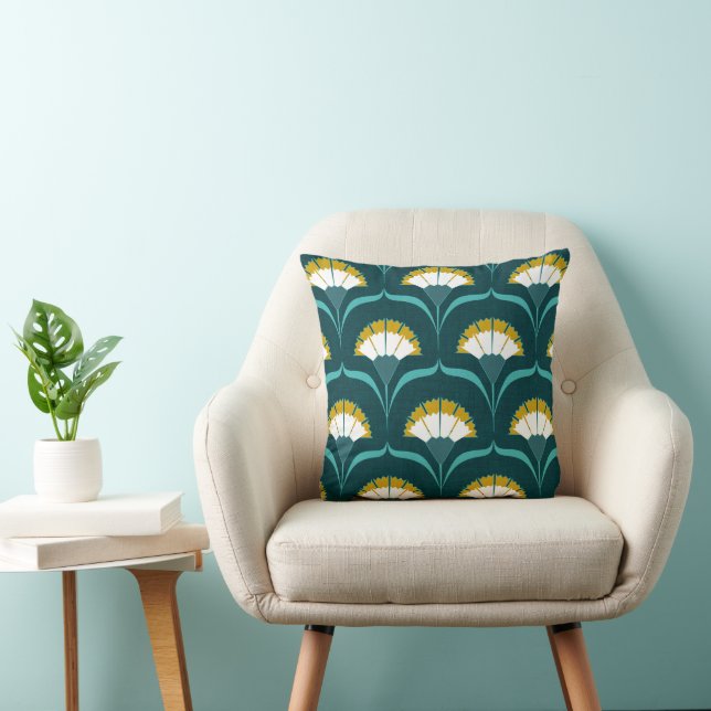 Art deco carnations throw pillow (Chair)