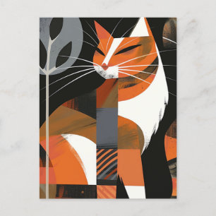 Art deco cat bold lines postcard