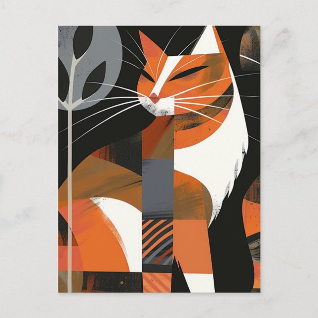 Art deco cat bold lines postcard (Front)