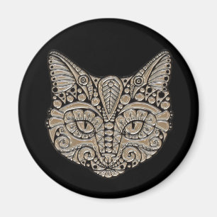 Art deco cat gold and black cat magnet