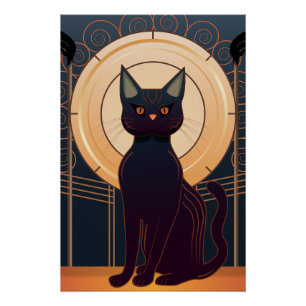Art Deco Cat Poster