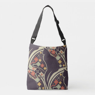 Art Deco Cat Tote Bag – Vintage Floral Cat Design