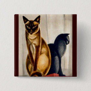 Art Deco Cats 2 Inch Square Button