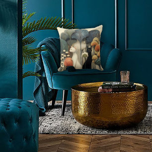 Art Deco Cats in Trees Throw Pillow