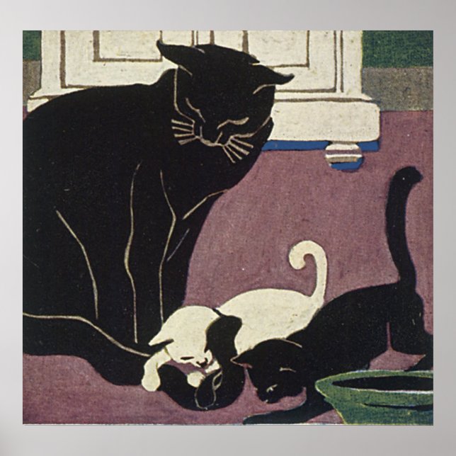 Art Deco Cats Poster (Front)