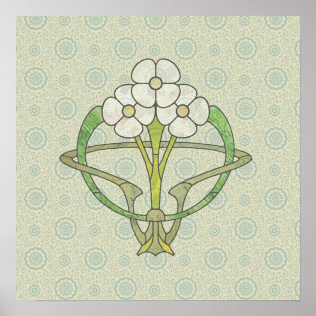 Art déco celtique design floral 2 Poster imprimé (Devant)
