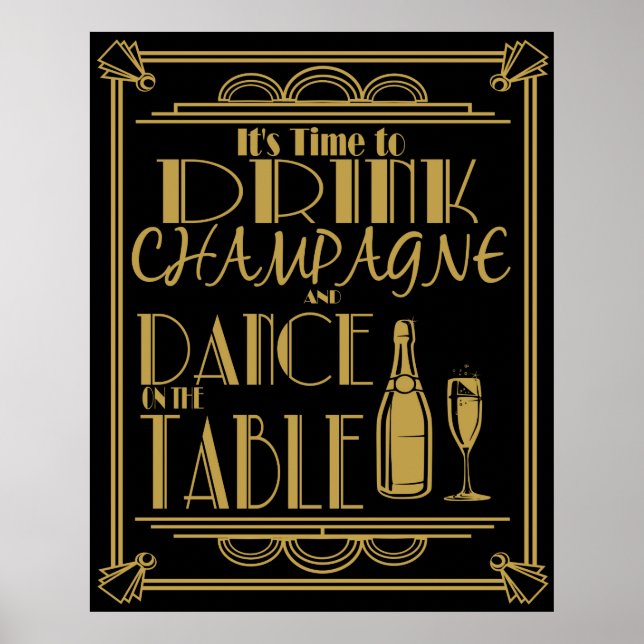 Art Déco C'est le moment de boire du champagne (Devant)