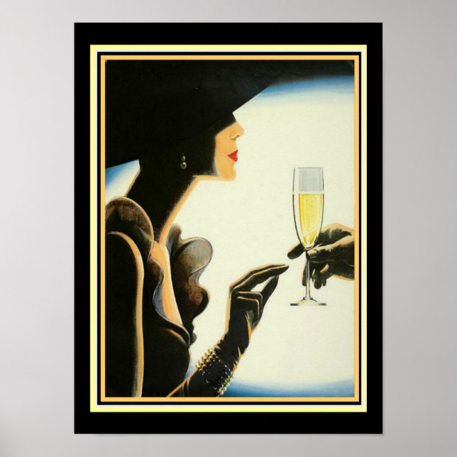 Art Déco "Champagne" 12 x 16 Imprimer (Devant)