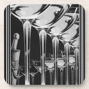 Art Deco Champagne Glass Coaster Set (6)