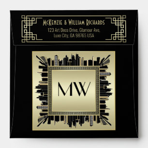 Art Deco Champagne Gold Gatsby Glamour 1920s Luxe Envelope