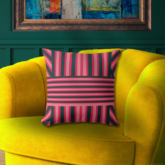 Art Deco Charcoal Pink Abstract Elegant Pattern Throw Pillow