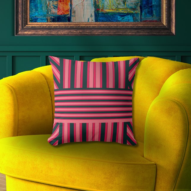 Art Deco Charcoal Pink Abstract Elegant Pattern Throw Pillow (Creator Uploaded)