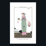 Art Deco Charles Martin Fashion Plate Print Poster<br><div class="desc">Charles Martin (French)Costumes Parisiens 1918 Fashion Plate Plate 108. Robe de linon rayé bordée de linon rose - Fichu aussi de linon rose (Striped linen dress trimmed with pink linen - Scarf also in pink linen) Journal des Dames et des Modes. Etching with pochoir colour on laid paper, 1913. Now...</div>