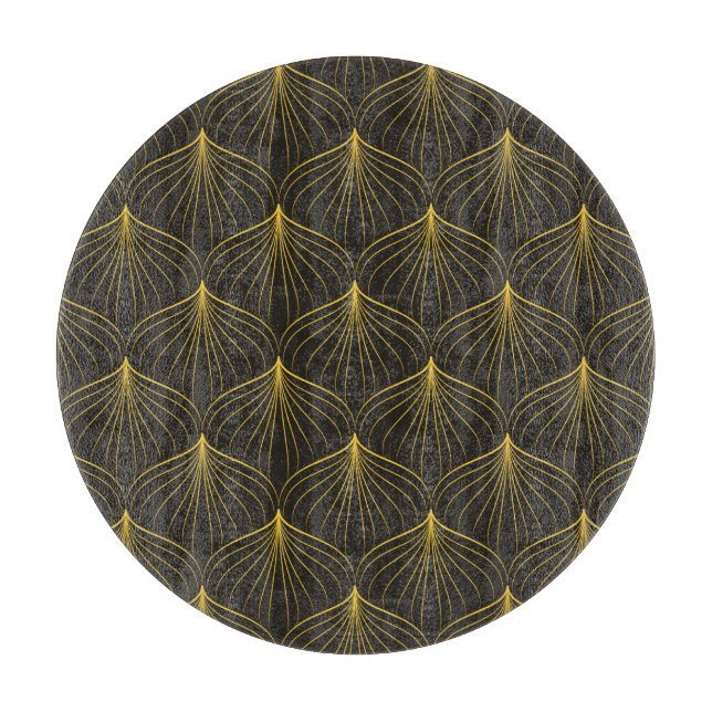 Art Deco Charm: Vintage Geometric Seamless Cutting Board (Front)