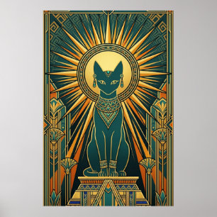 Art Déco Chat Noir Grimpeur sur Papier Peint