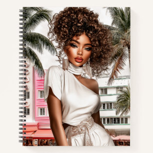 Art Deco Chic Glam Girl Spiral Notebook
