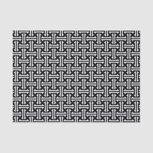Art Deco Chinese Fret, Black and White Tissue Paper (Front)