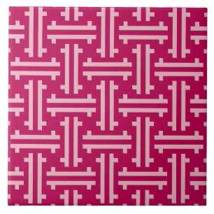 Art Deco Chinese Fret, Fuchsia Pink Tile