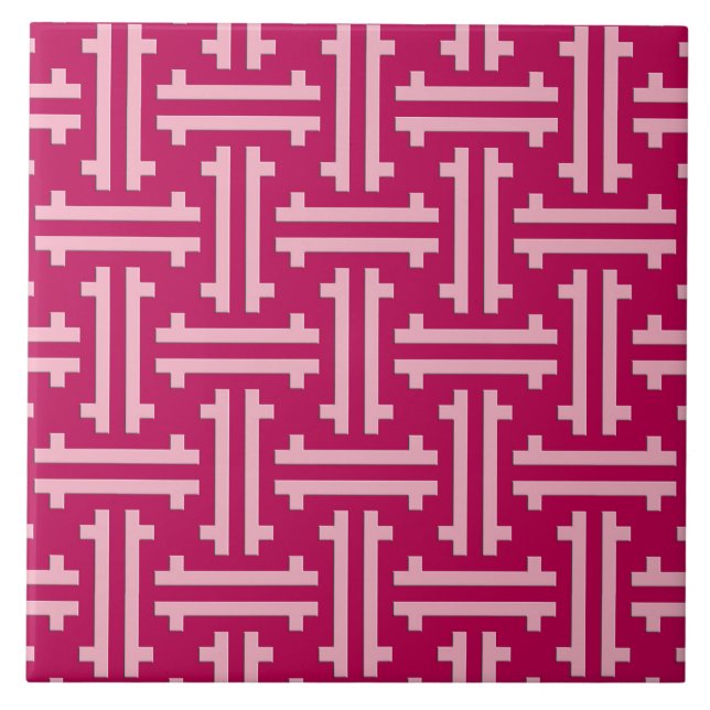 Art Deco Chinese Fret, Fuchsia Pink Tile (Front)