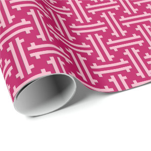 Art Deco Chinese Fret, Fuchsia Pink Wrapping Paper