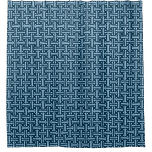 Art Deco Chinese Fret, Indigo and Sky Blue