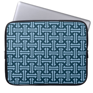 Art Deco Chinese Fret, Indigo and Sky Blue Laptop Sleeve
