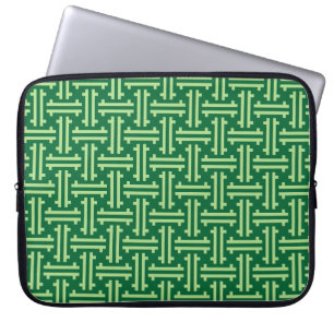 Art Deco Chinese Fret, Jade Green Laptop Sleeve